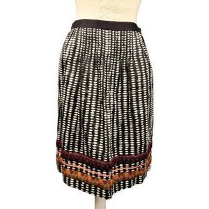 Anthropologie Edme & Estelle Women's Skirt SZ 4 Pattern Bands Lace Lined Pleated